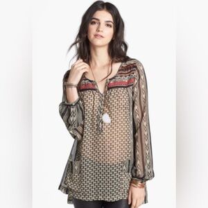 Free People Feather in the Wind Sheer Tunic Top with Pockets Size XS
